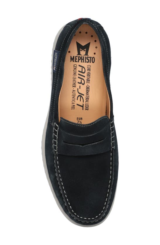 Shop Mephisto Titouan Penny Loafer In Blue Velours