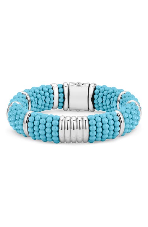 Shop Lagos Blue Caviar Ceramic Rope Bracelet In Silver/blue