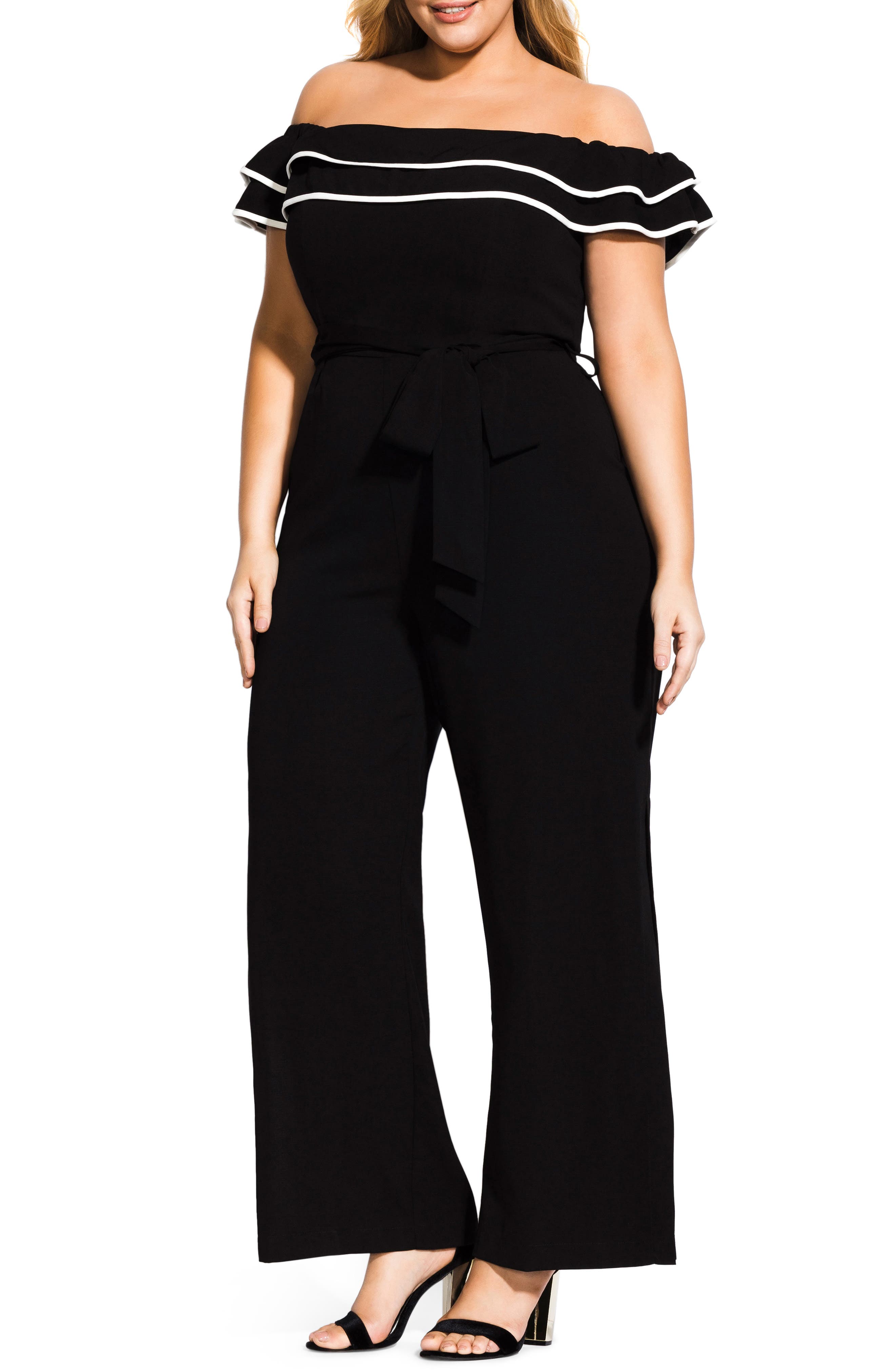 City Chic Demure Off the Shoulder Jumpsuit (Plus Size) Nordstrom