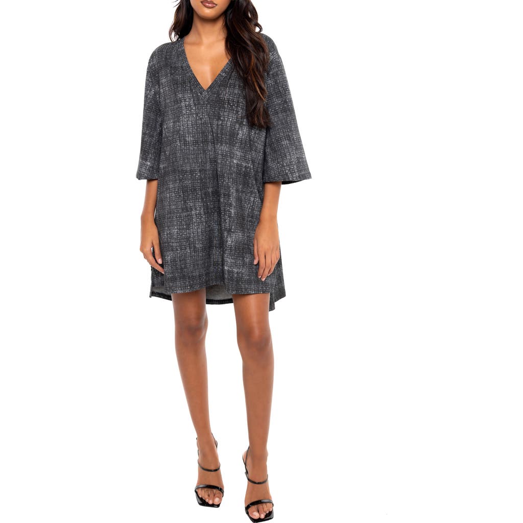 Dai Moda Scratch High-Low Shift Dress in Charcoal