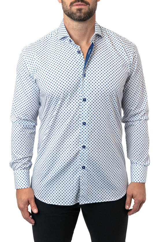 Shop Maceoo Einstein Dot Print Contemporary Fit Button-up Shirt In White