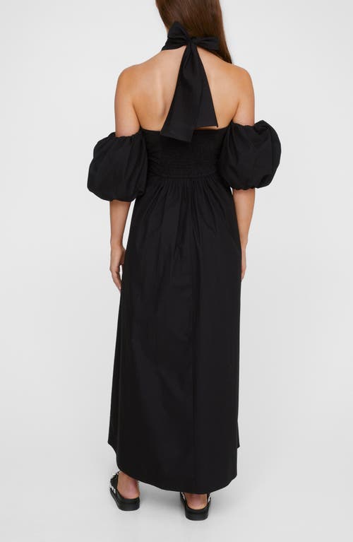 Shop Nasty Gal Cutout Halter Cold Shoulder Puff Sleeve Maxi Dress In Black