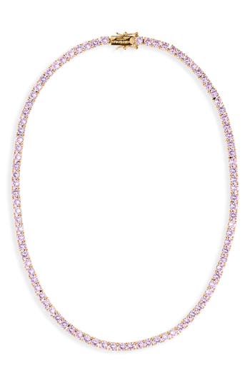 Kurt Geiger London Cubic Zirconia Tennis Necklace In Pink