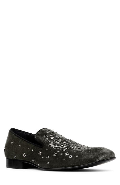 Donald Pliner Stud Velvet Loafer in Grey 