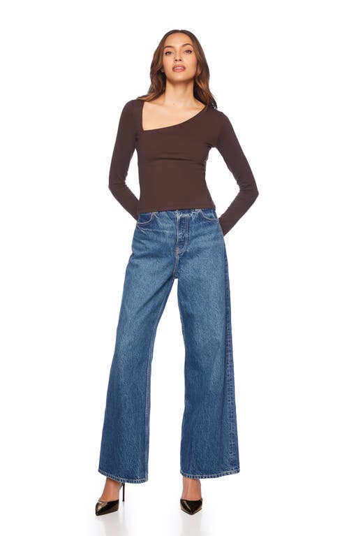 Susana Monaco Diagonal Neck Long Sleeve Top In Java