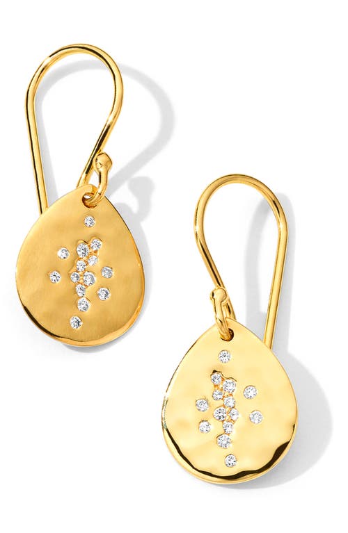 Ippolita Stardust Crinkle Diamond Teardrop Earrings in Green Gold at Nordstrom