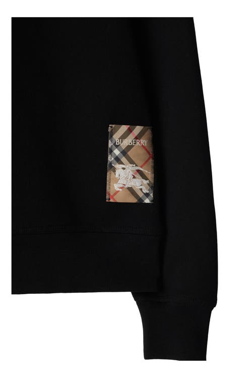 Shop Burberry Check Label Cotton Sweatshirt In Black