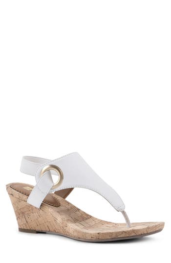 Shop White Mountain Footwear Aida Cork Wedge Sandal In White/smooth