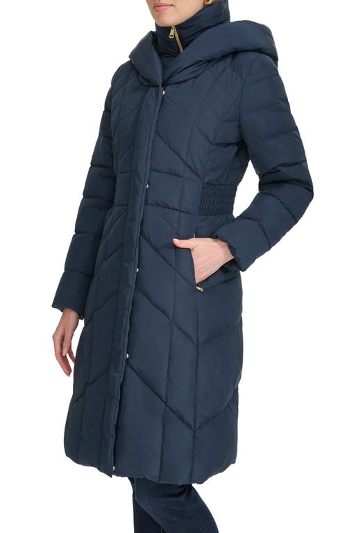 Cole Haan Signature Taffeta Puffer Coat With Quilted Zip Bib In Navy