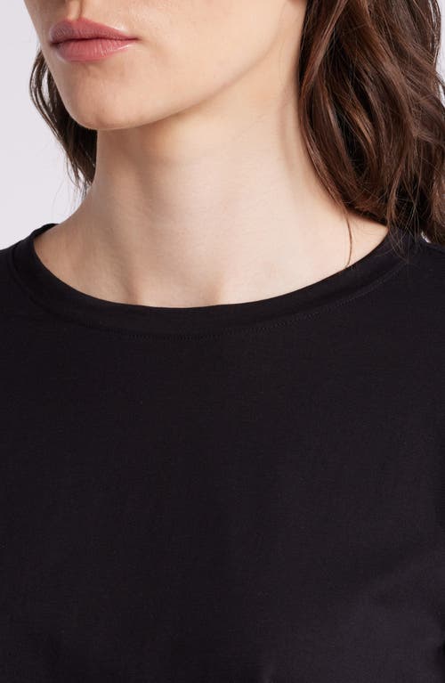 Shop Eileen Fisher Long Sleeve Organic Cotton T-shirt In Black