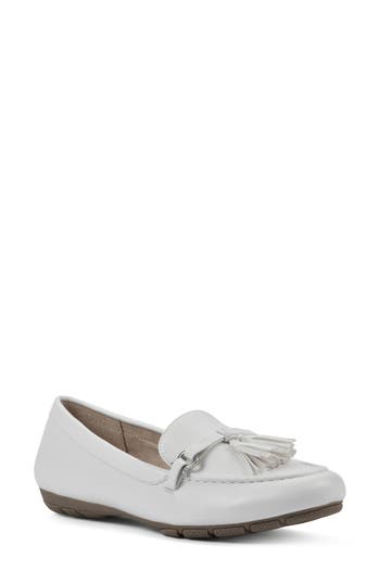 Shop Cliffs By White Mountain Gush Tassel Loafer In White/smooth