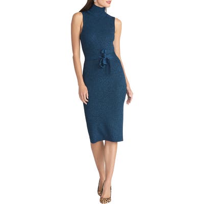 Rachel Rachel Roy Kiki Metallic Tie Waist Sweater Dress, Blue