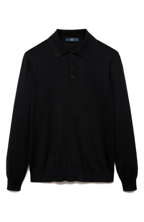 Shop Mango Merino Wool Polo Sweater<br /> In Black