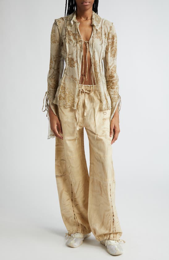 Shop Acne Studios Paginol Trompe L'oeil Drawstring Waist Linen & Cotton Pants In Oat Beige