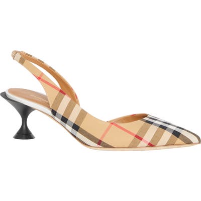 Burberry Leticia Check Slingback Pump - Beige
