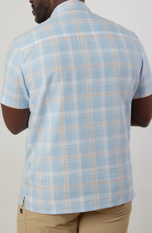 Shop Rainforest Old Harbour Plaid Cotton Short Sleeve Button-up Shirt In Sky/white/citron