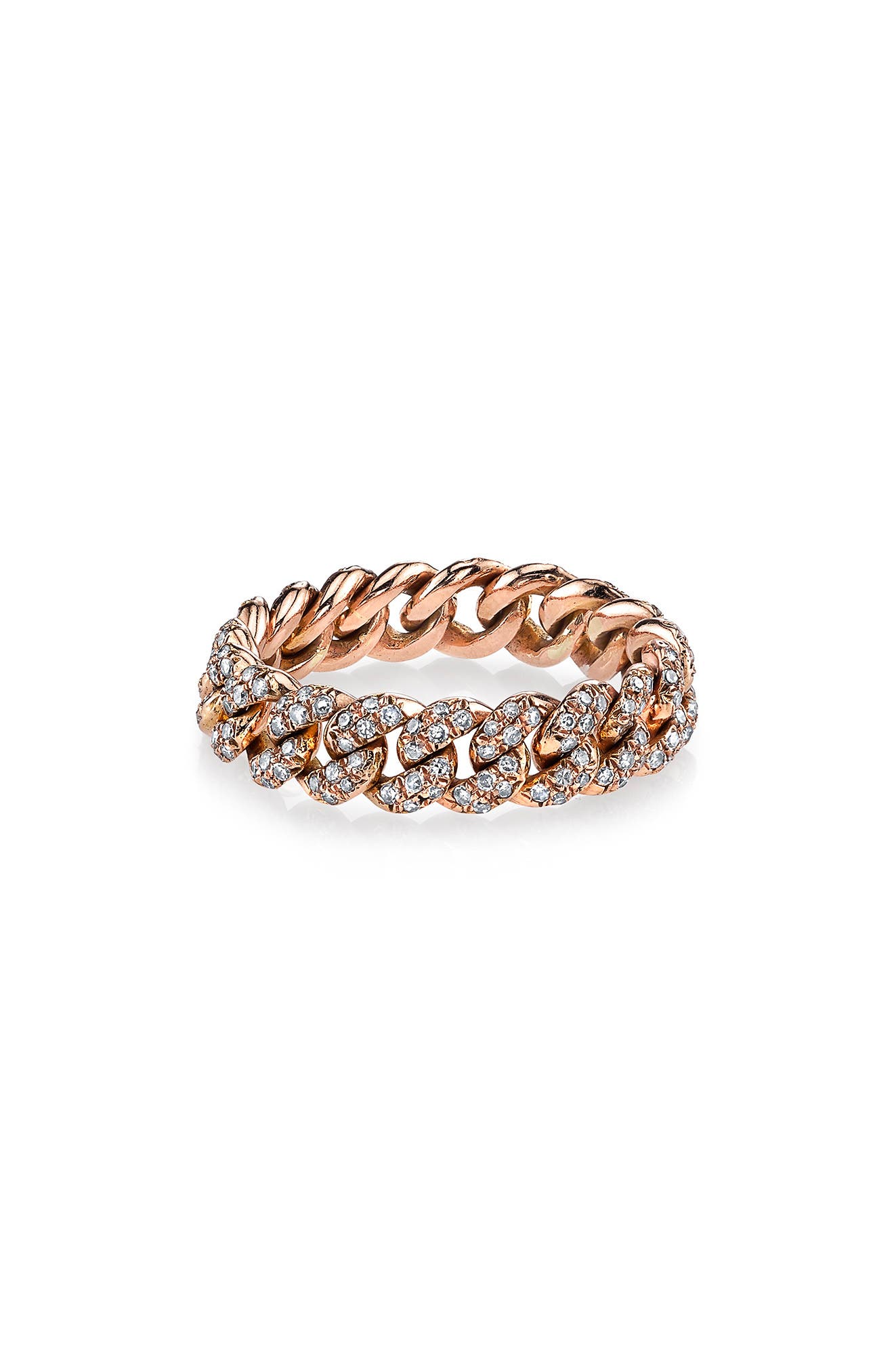 SHAY Essential Link Pave Diamond Band Ring in Rose Gold at Nordstrom, Size 7 Us