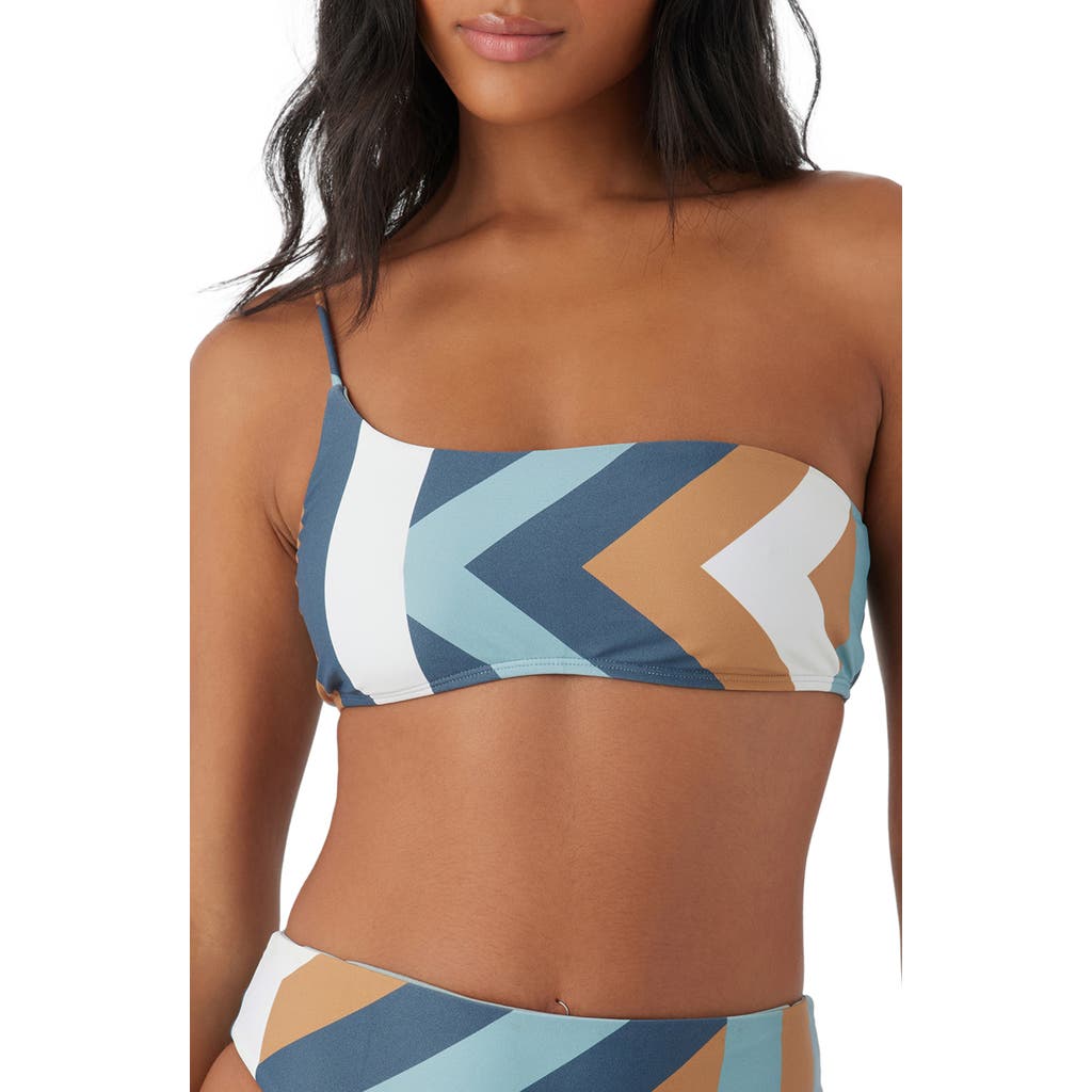 O'neill Soli Geo Seal Beach One-shoulder Bikini Top In Blue Multi