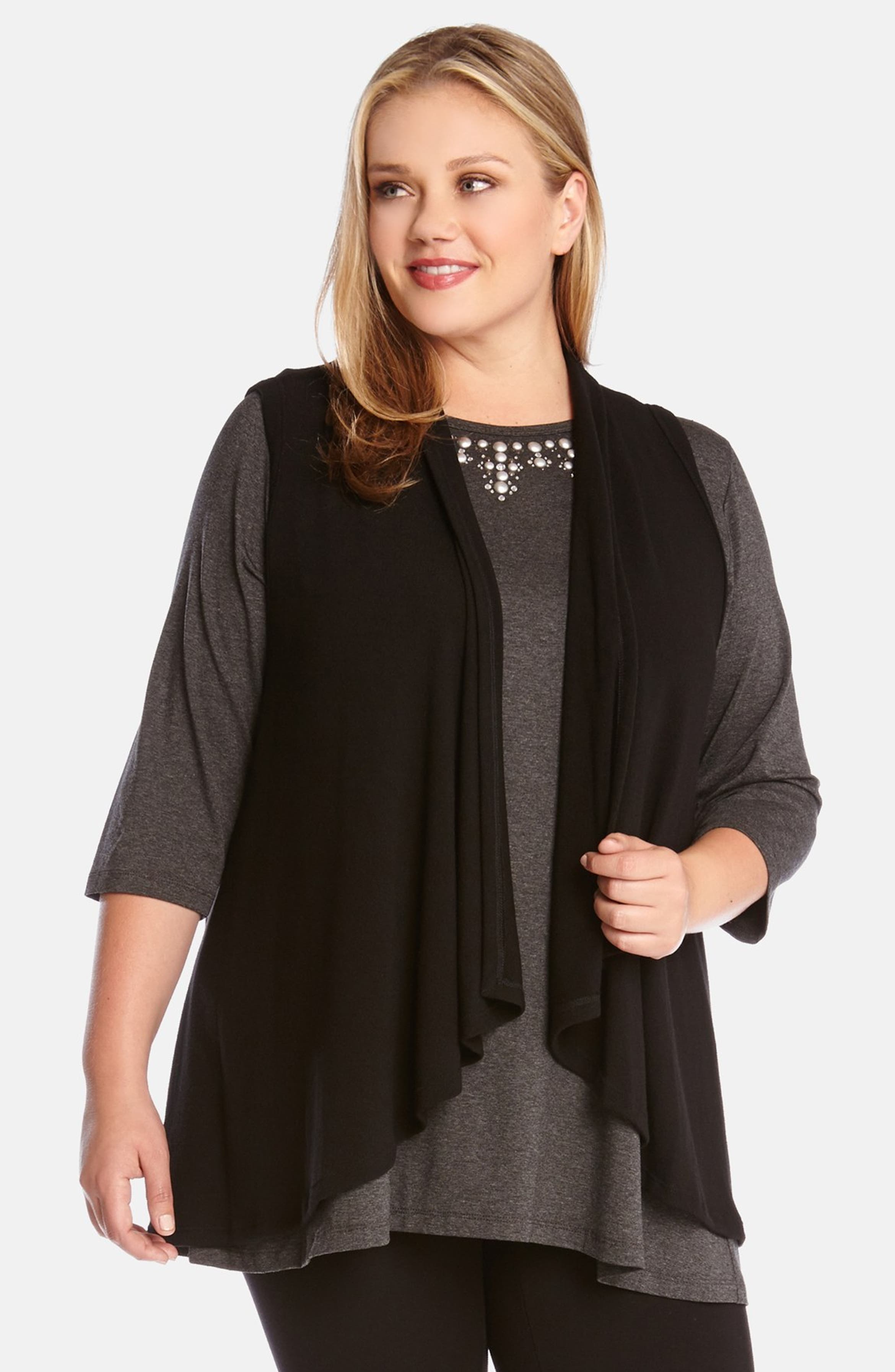 Karen Kane Drape Front Vest (Plus Size) | Nordstrom