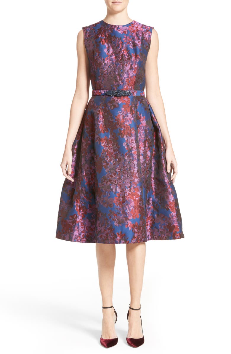 Badgley Mischka Couture Floral Jacquard Fit & Flare Dress (Nordstrom ...