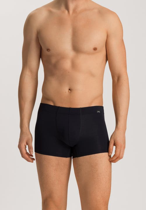 Hanro Cotton Essentials Covered Waistband Boxer Brief 2pk In Laurel/black