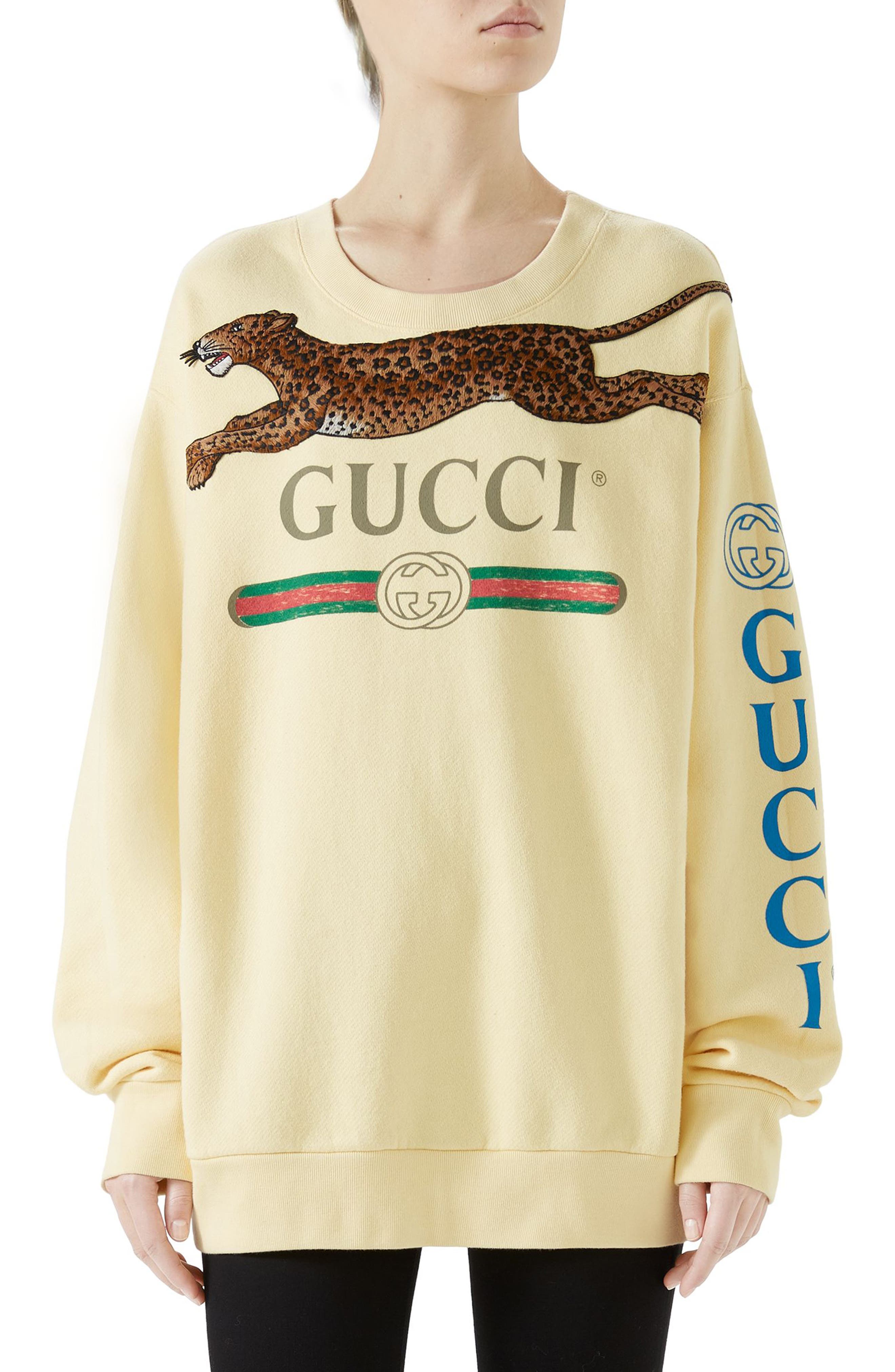Gucci Leopard Detail Logo Sweatshirt 