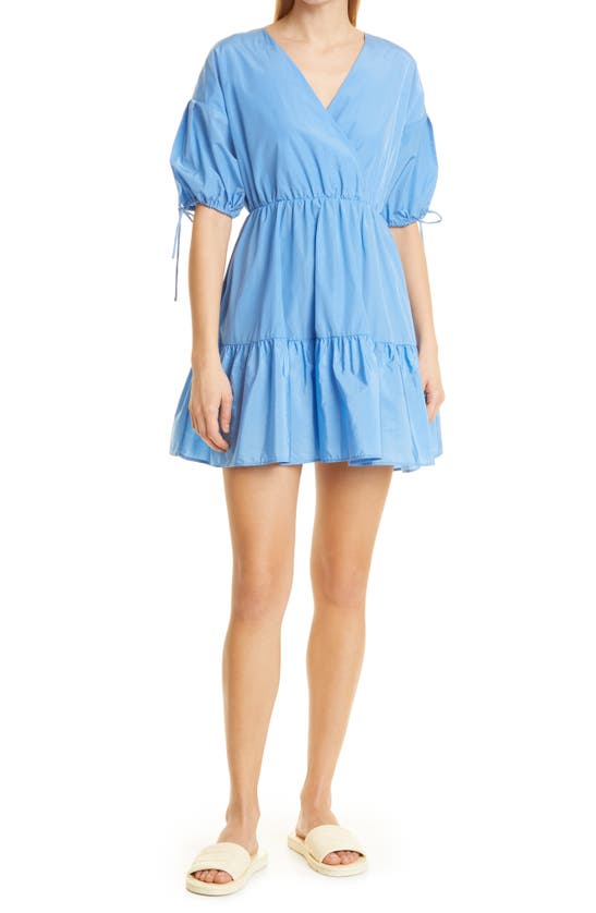 Ted Baker Suza Puff Sleeve Faux Wrap Dress In Light Blue