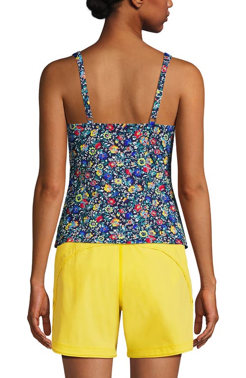 Lands' End Wrap Underwire Tankini Top Swimsuit In Deep Sea Navy Bright Floral