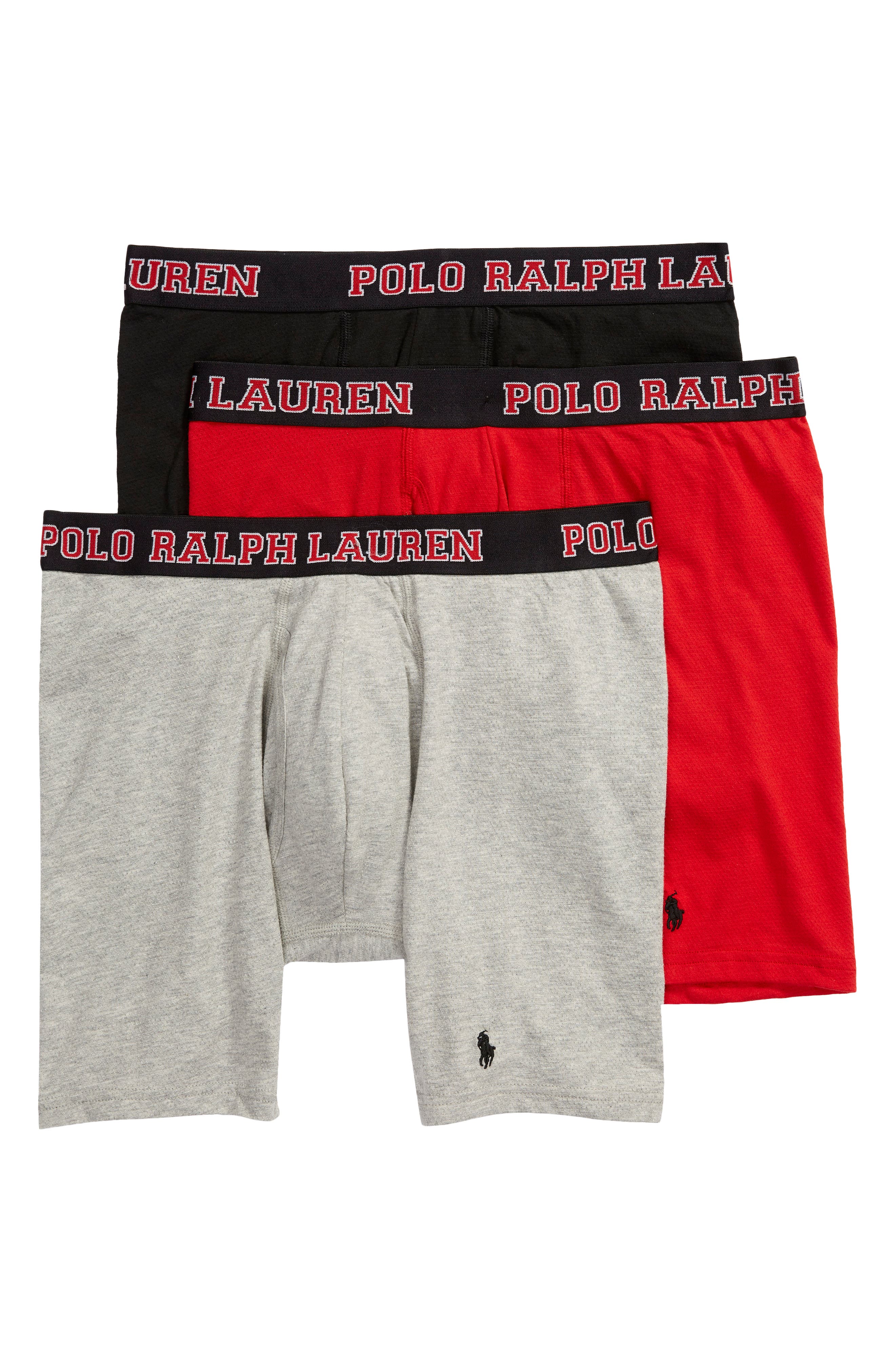 UPC 194164182822 product image for Polo Ralph Lauren Assorted 3-Pack Cotton Blend Boxer Briefs in Black/Rl Red/Ando | upcitemdb.com