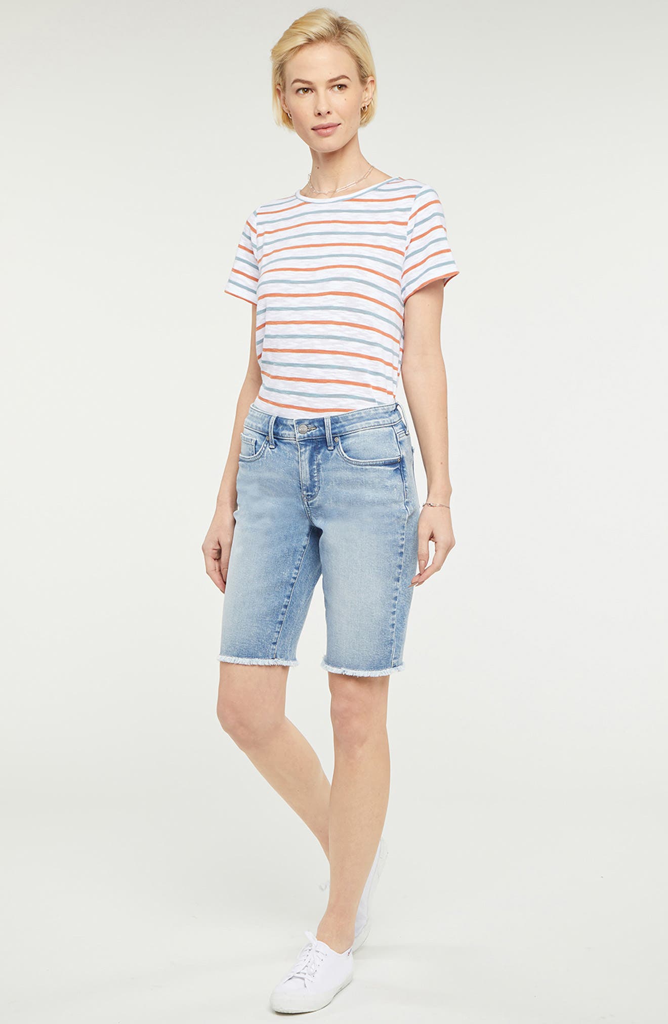 NYDJ Fray Hem Boyfriend Denim Shorts 