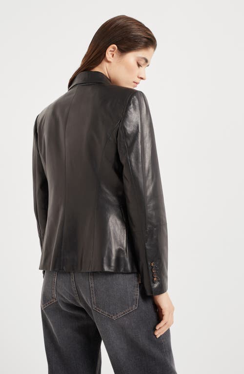 Shop Brunello Cucinelli Nappa Leather Jacket With Monili In Black