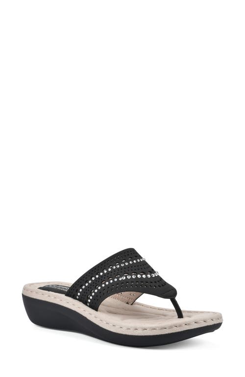 Cliffs By White Mountain Compact Womens Faux Leather Wedge Slide Sandals In Black/nubuck