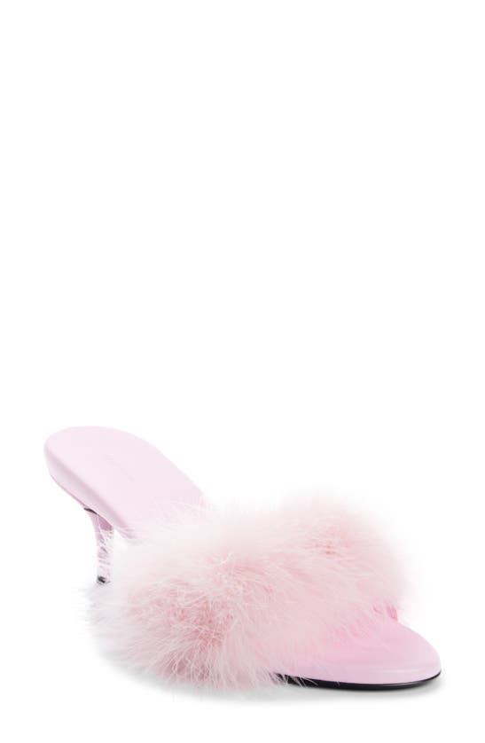 Balenciaga Boudoir Feather Slide Sandal In Pink
