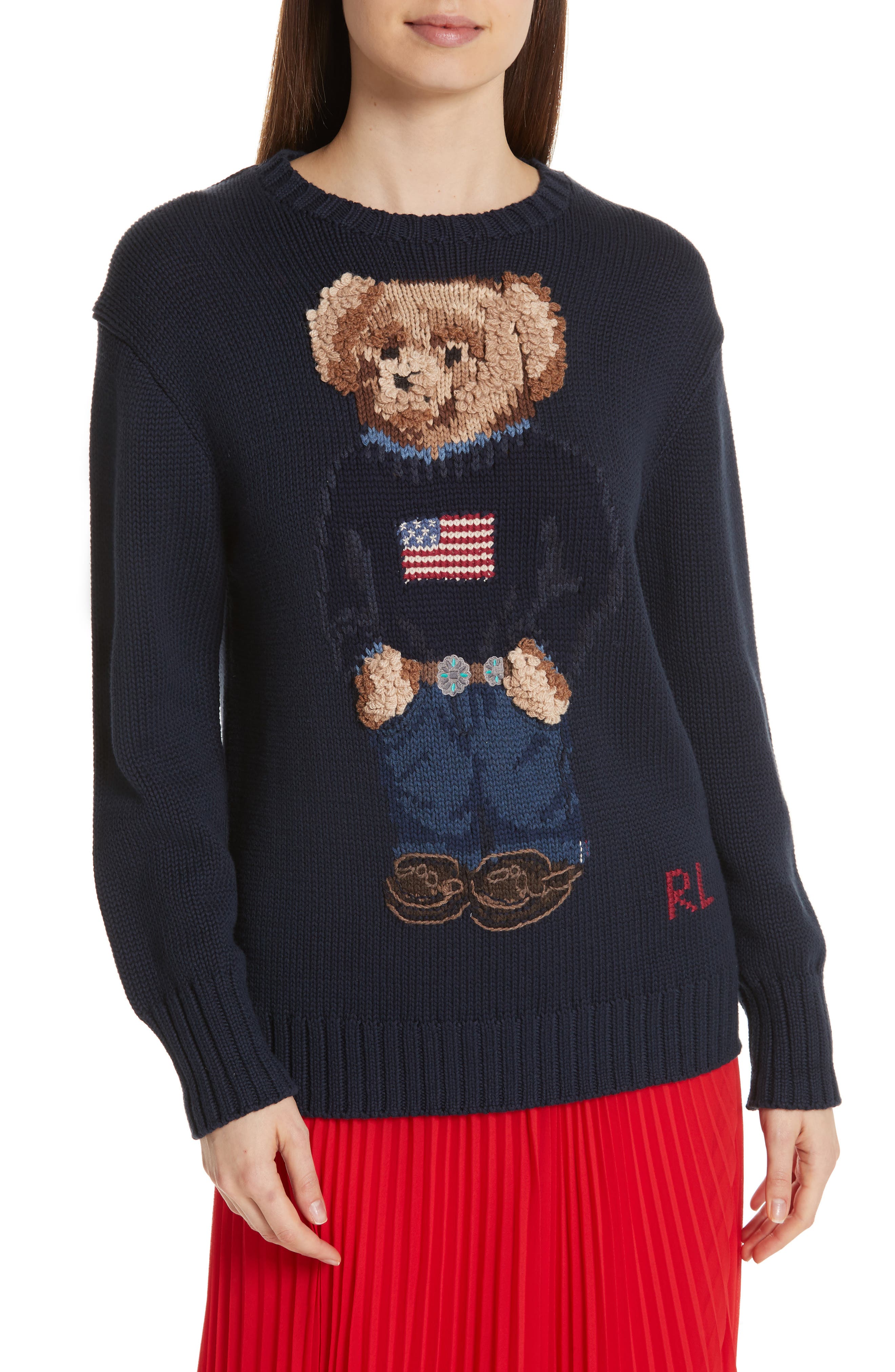 polo ralph lauren bear sweater women's