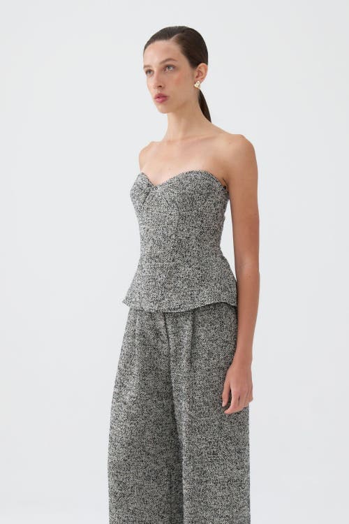 Shop Nocturne Strapless Sweetheart Neck Top In Grey