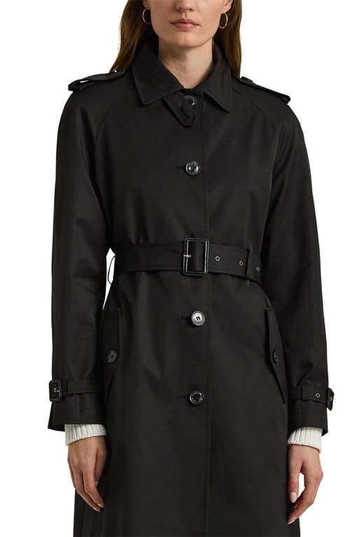 Shop Lauren Ralph Lauren Belted Water Resistant Trench Coat In Black