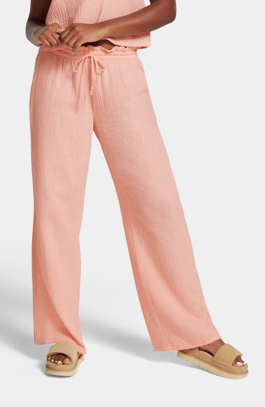 Shop Ugg Karrie Cotton Gauze Lounge Pants In Sunstone