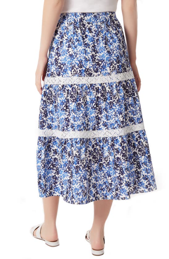 Shop Jones New York Floral Linen Blend Skirt In Nyc Blue Horizon Multi