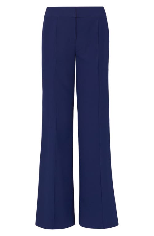 Shop Milly Nash Wide Leg Cady Pants In Navy