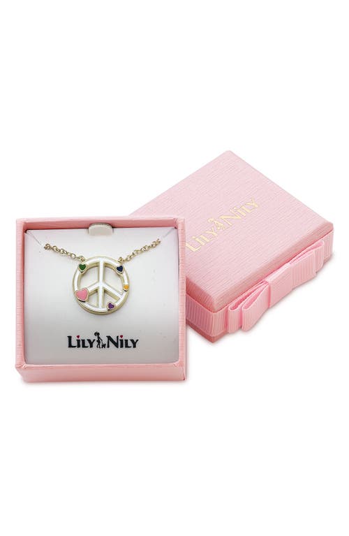 Shop Lily Nily Kids' Peace & Love Pendant Necklace In Pink