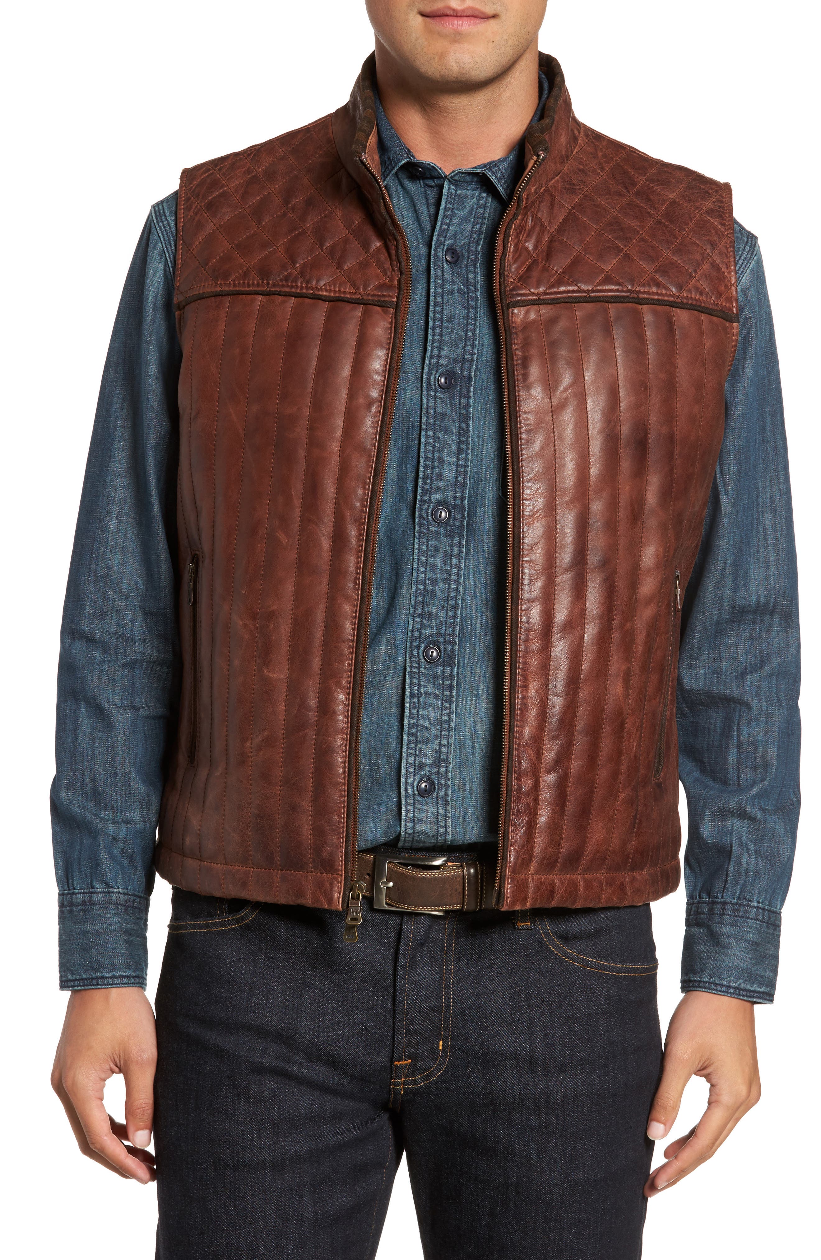 FLYNT Quilted Leather Vest Nordstrom