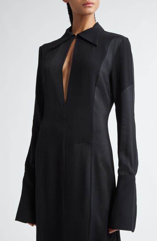 Shop Bite Studios Block Long Sleeve Satin Maxi Dress In Black