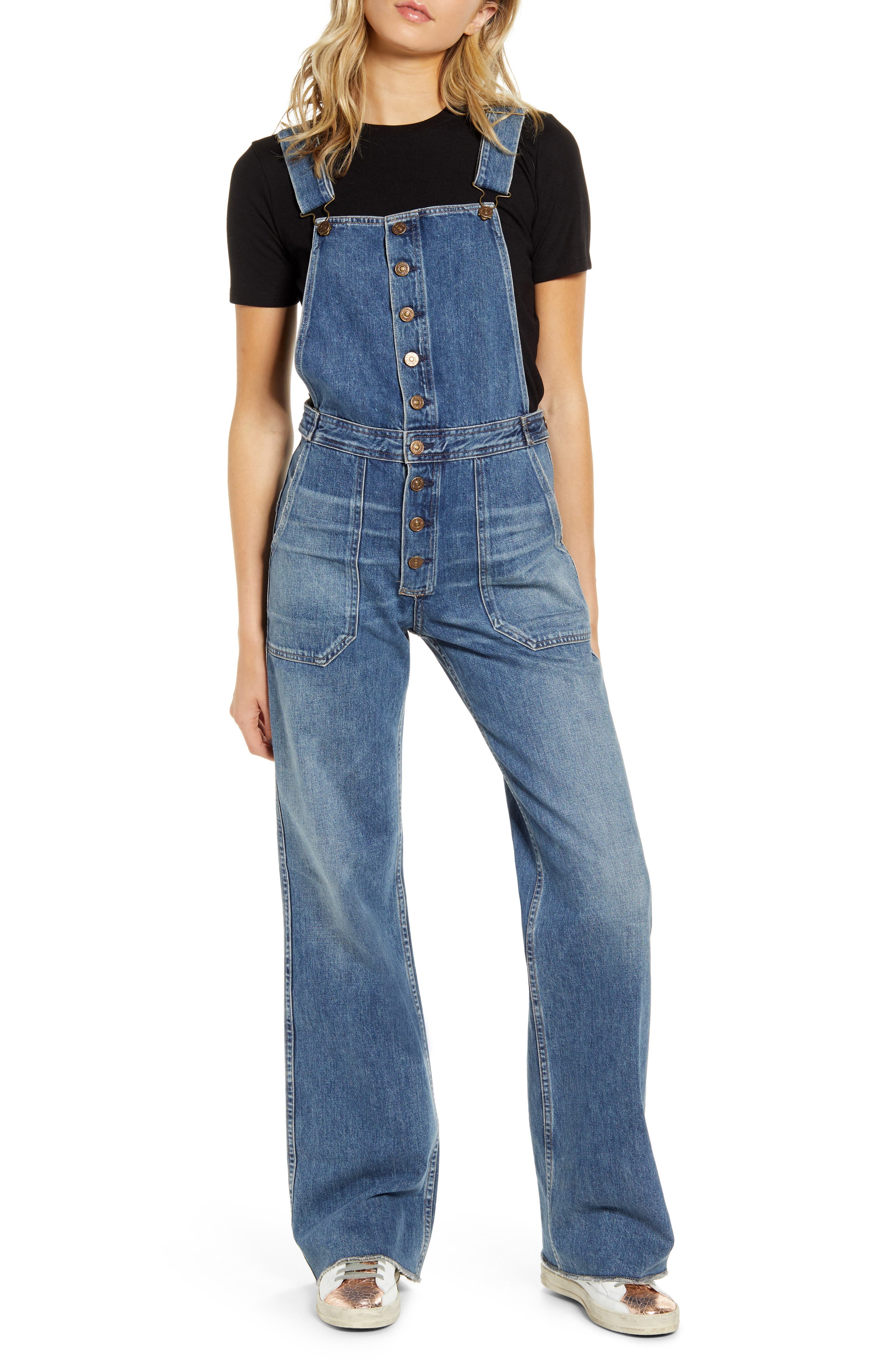 button front dungarees
