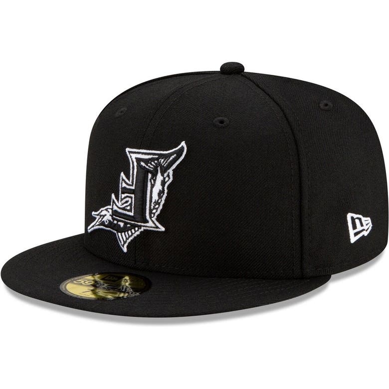 NEW ERA NEW ERA BLACK FLORIDA MARLINS UPSIDE DOWN LOGO 59FIFTY FITTED HAT