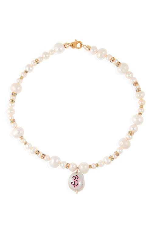 Martha Calvo Pay Up Pearl Necklace in Pink Pearl Multi