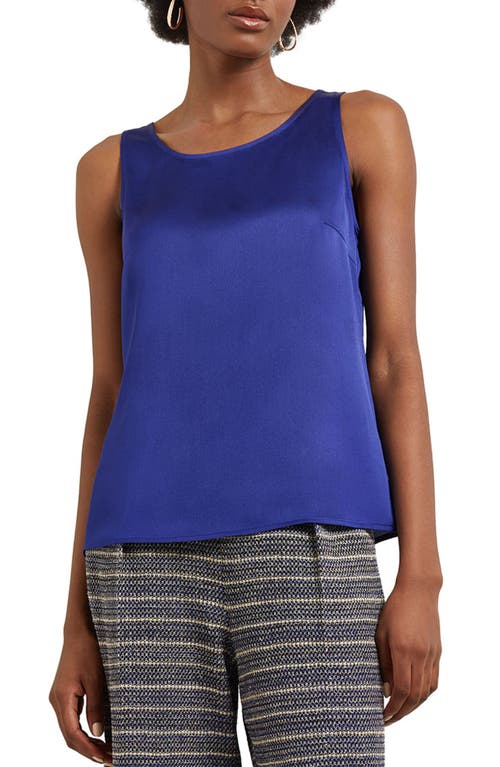 Shop Misook Classic Crêpe De Chine Tank In Starry Night Blue