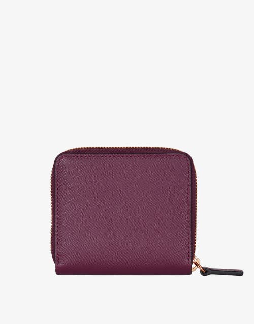 Hyer Goods Upcycled Leather Zip-around Wallet In Wine Saffiano