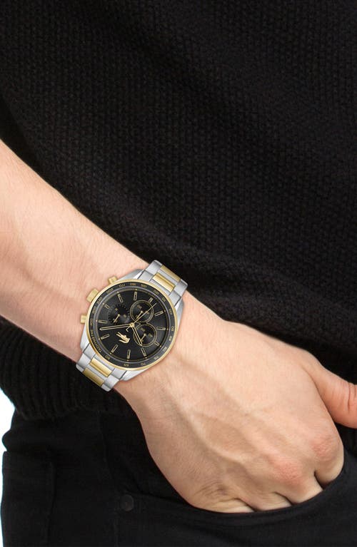 Lacoste Men's Boston Chronograph Two-tone Stainless Steel Bracelet Watch 42mm In Two Tone/black
