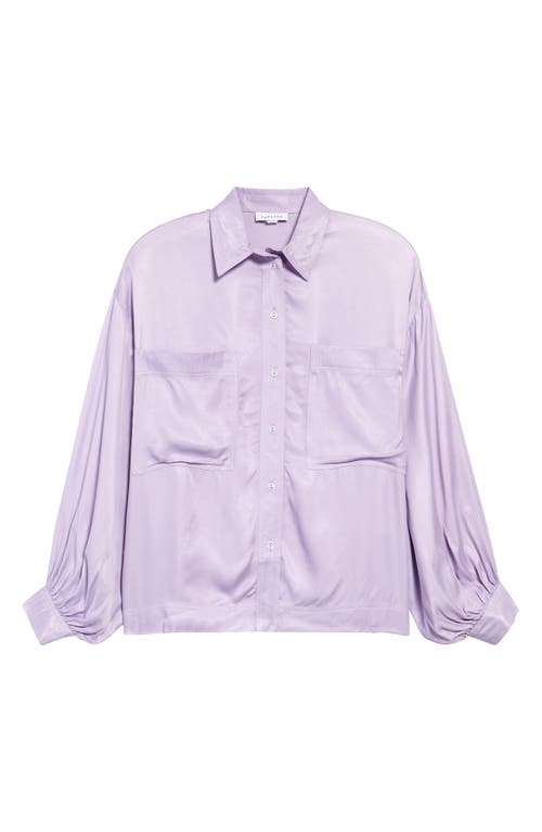 Smart Pocket Satin Button-Up Shirt in Lilac