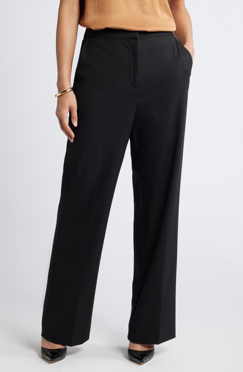 Women Black Front Dart Straight Pants